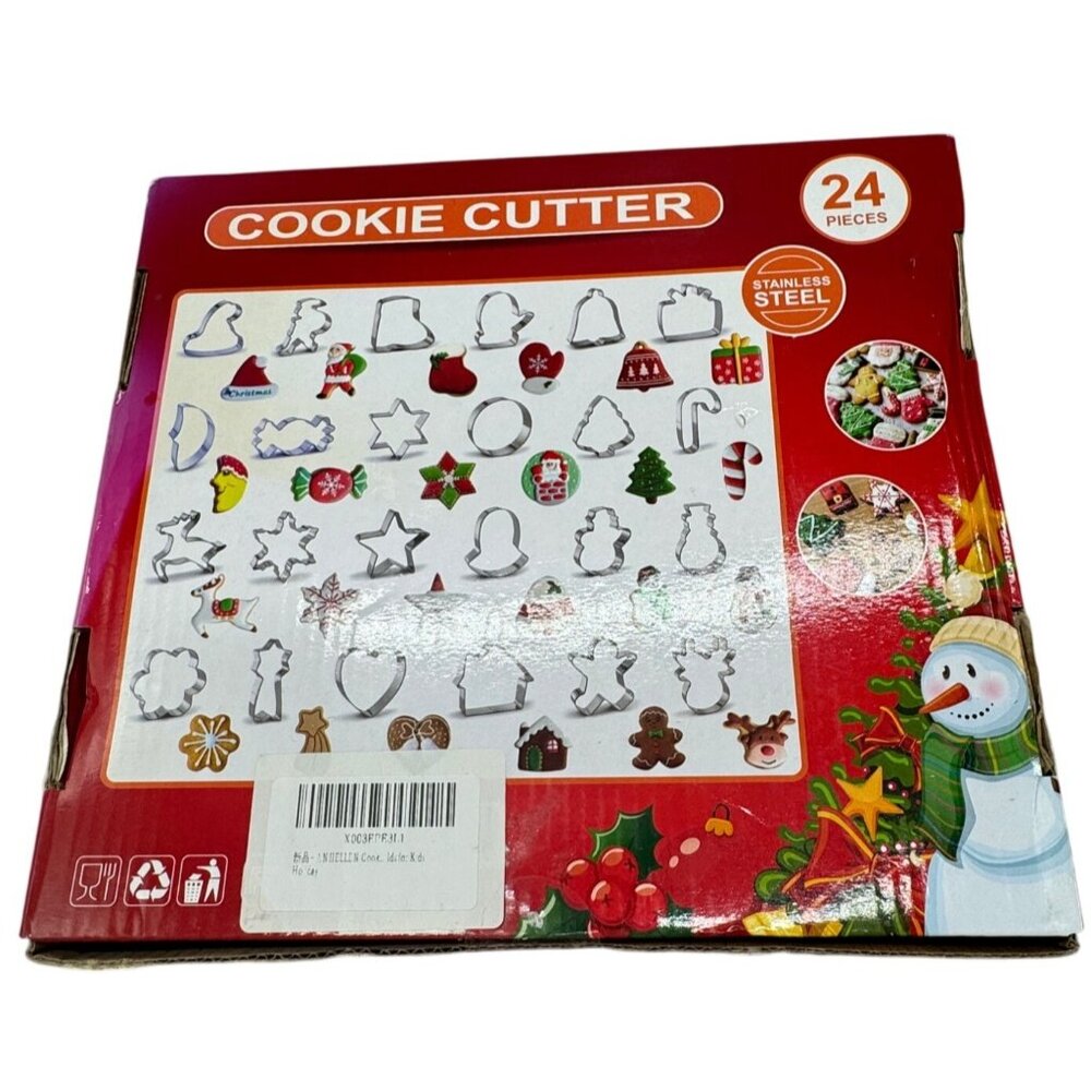 Holiday 24-Piece Stainless Steel Christmas Cookie Cutter Set New in Box READ
